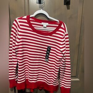 Liz Claiborne Red and White Striped Sweater